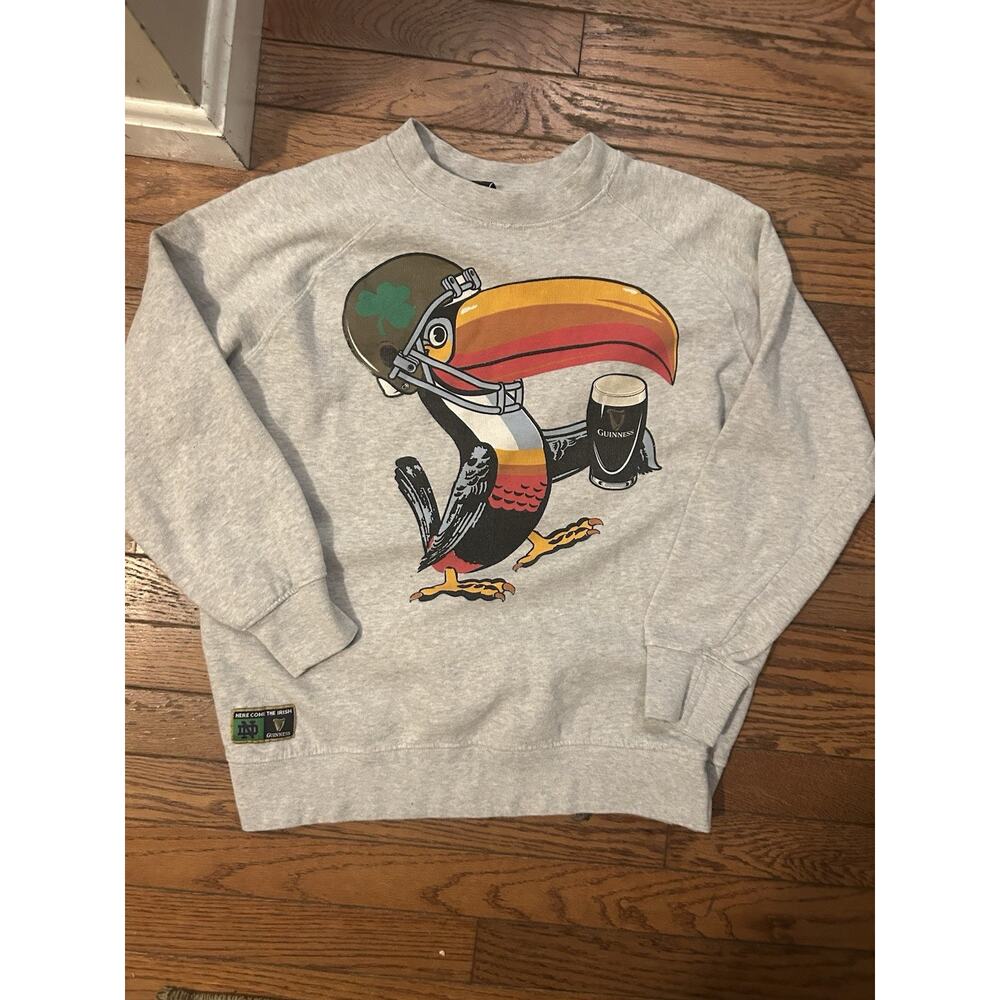 Notre Dam Sweatshirt Mens Small Gray Guinness Fighting Irish Sweater Pullover